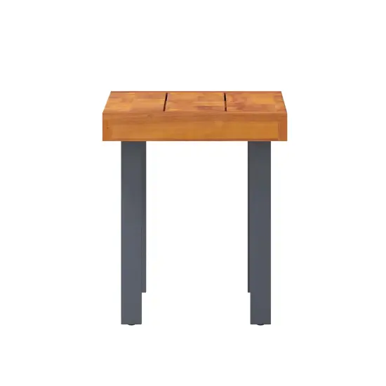 Emma and Oliver Tokar Rustic Acacia Wood Bench with Seating for Two, Flared Wooden Legs and Slatted Surface for Indoor and Outdoor Use Natural {3}