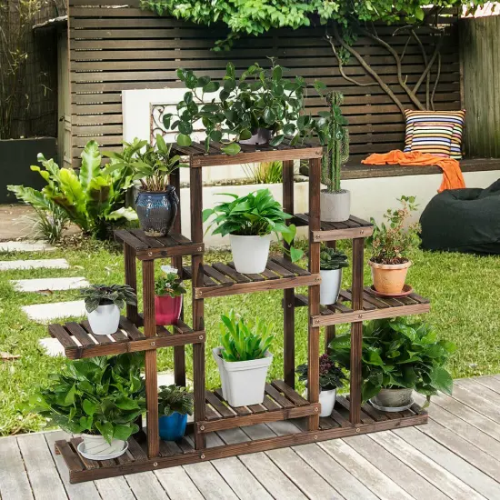 6-Tier Flower Wood Stand Plant Display Rack Storage Shelf {3}