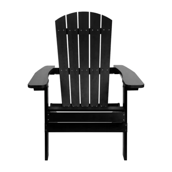 Merrick Lane Set of 2 Riviera Poly Resin Folding Adirondack Lounge Chair - All-Weather Indoor/Outdoor Patio Chair Black {3}