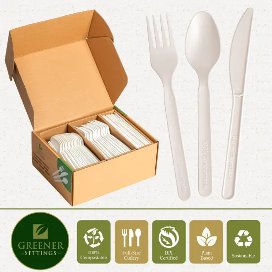 Compostable Disposable Plant Based Cutlery Set (100 Sets) {4}
