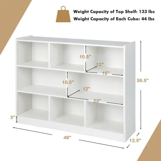 3-Tier Open Bookcase 8-Cube Floor Standing Storage Shelves Display Cabinet White {4}