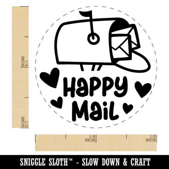 Happy Mail Envelope Mailbox with Heart Self-Inking Rubber Stamp for Stamping Crafting Planners UV {1}