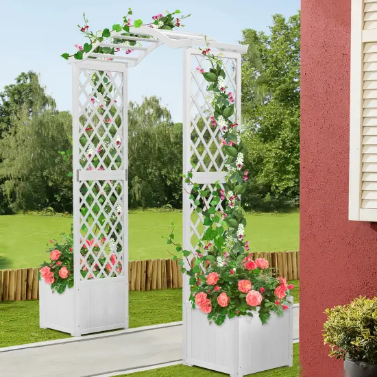 Garden Arbor with Planter-White {3}