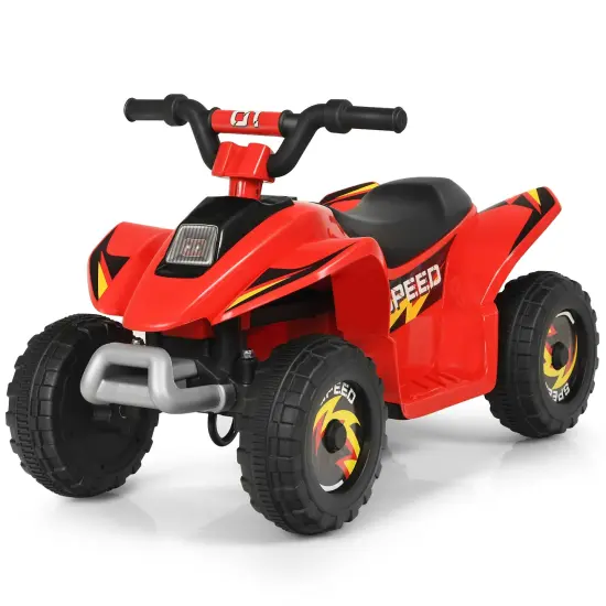 6V Kids Electric 4 Wheels Ride-On Toy with Wear-Resistant Wheels for Indoor Outdoor Use Red {3}