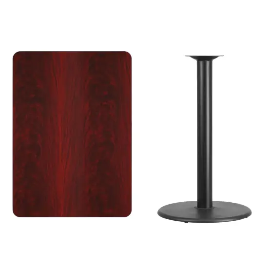 Emma and Oliver 30"x42" Rectangular Laminate Bar Table with 24" Round Base Mahogany {3}