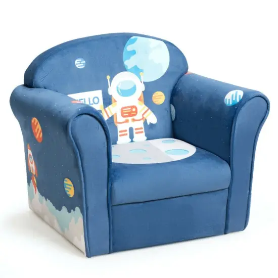 Kids Armrest Upholstered Sofa Chair with Cute Patterns with Wide Backrest {1}