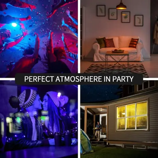 Orange Light Bulb Purple Light Bulb 9W (60W Equivalent) E26 Base Non-Dimmable, LED Colored Light Bulbs for Halloween Christmas Party Holiday Lighting 4-Pack (2 Orange + 2 Purple) {5}