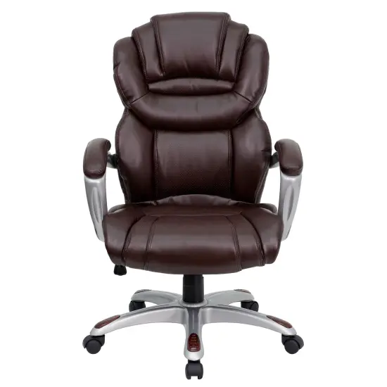 Emma and Oliver High Back Executive Swivel Ergonomic Office Chair with Accent Layered Seat/Back Brown {2}
