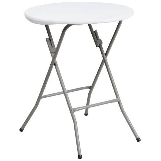 Emma and Oliver 2-Foot Round Plastic Folding Table Granite White {1}