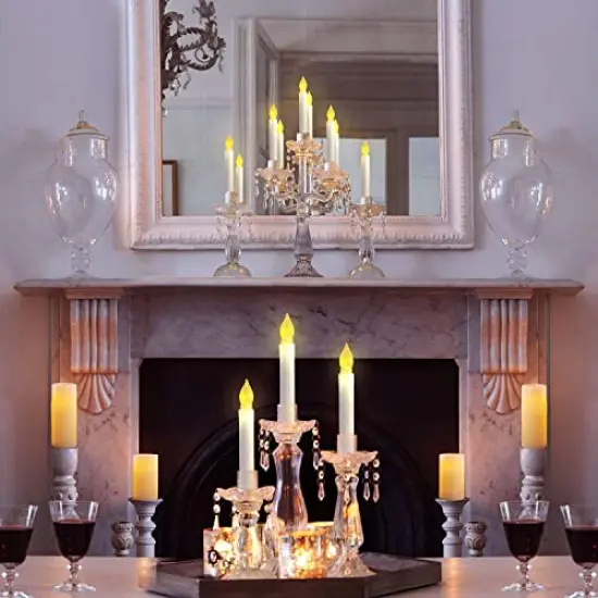 24 PCS Flamelesss LED Taper Candles with Warm White Flickering Flame Light, Battery Operated Floating Candles, LED Taper Handheld Candlesticks for Church Party Halloween Decorations {3}