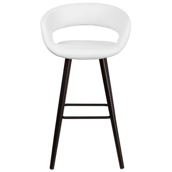 Emma and Oliver 2 Pk. 29'' High Contemporary Vinyl Barstool with Cappuccino Wood Frame Black {8}