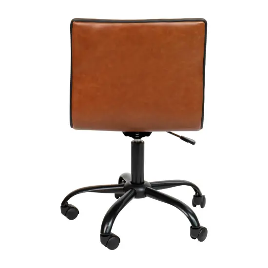 Merrick Lane Amelie Home Office Chair Ergonomic Executive Ribbed Low Back Armless Computer Desk Chair - Base, Frame & Border BrownVinyl/Black {4}