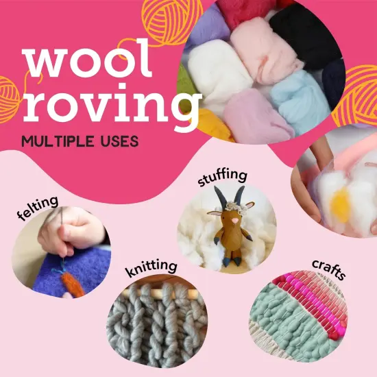 Incraftables Wool Needle Felting Kit (15 Colors). Best Wool Felting Kits for Beginners, Pros, Adults & Kids. Wool Roving Felt Supplies Starter Set with Plastic Eyes, Landyads, Keychains & Glue {4}