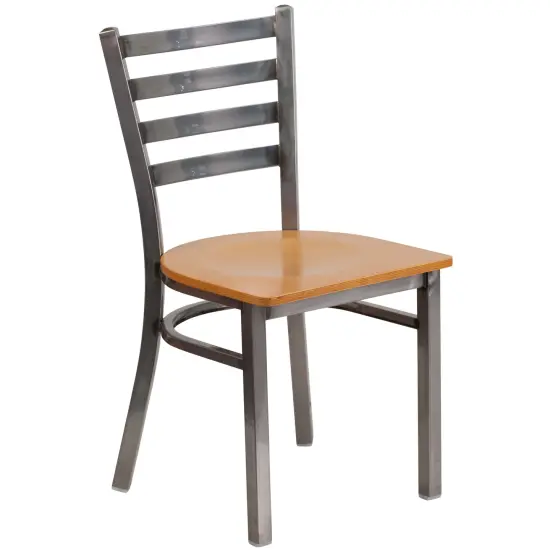 Emma and Oliver Clear Coated Ladder Back Metal Restaurant Dining Chair Cherry/ClearCoated {6}