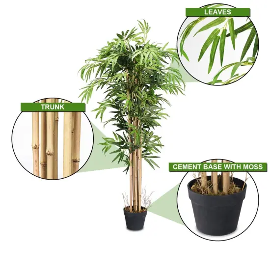 5-Feet Artificial Bamboo Silk Tree Indoor-Outdoor Decorative Planter {6}