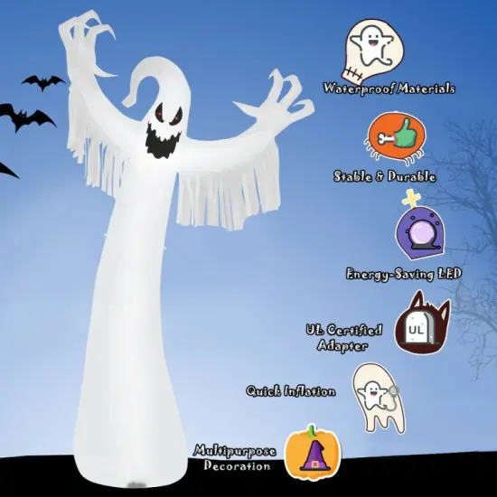 12 Feet Halloween Inflatable Spooky Ghost with Blower and LED Lights {6}