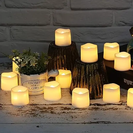 Flameless Votive Candles,Flameless Flickering Electric Fake Candle,24 Pack 200+Hour Battery Operated LED Tea Lights in Warm White for Wedding, Table, Festival, Halloween,Christmas Decorations {3}
