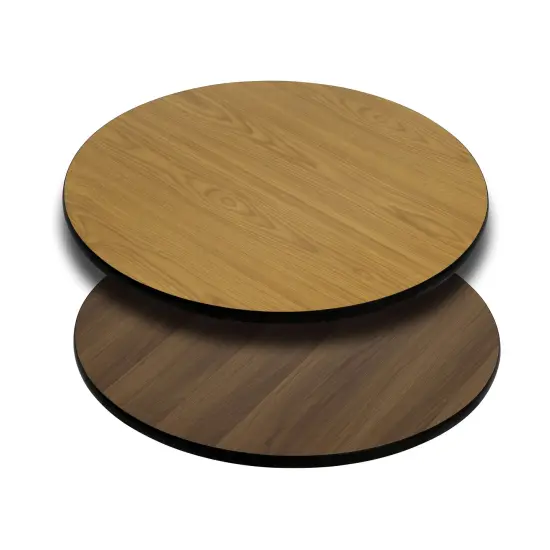 Emma and Oliver 30" Round Table Top with Reversible Laminate Top Natural/Walnut {1}