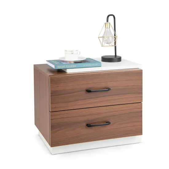 Modern Nightstand with 2 Drawers for Bedroom Living Room {1}