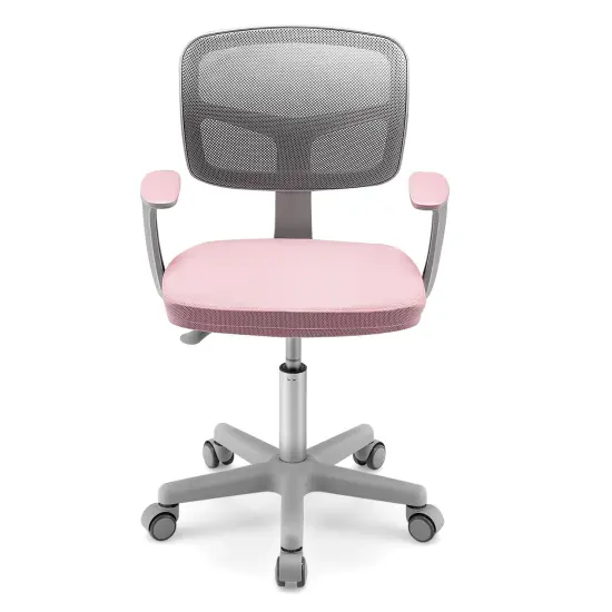 Adjustable Desk Chair with Auto Brake Casters for Kids Pink {4}