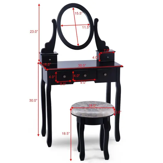 Vanity Makeup Table Set Bedroom Furniture with Padded Stool {5}