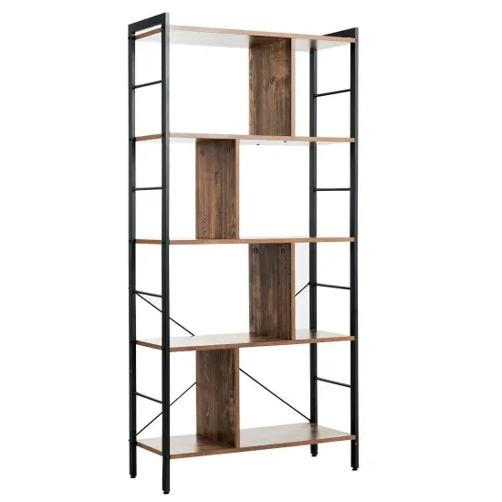 4-Tier Industrial Bookshelf Floor Standing Storage Rack Large Storage {1}