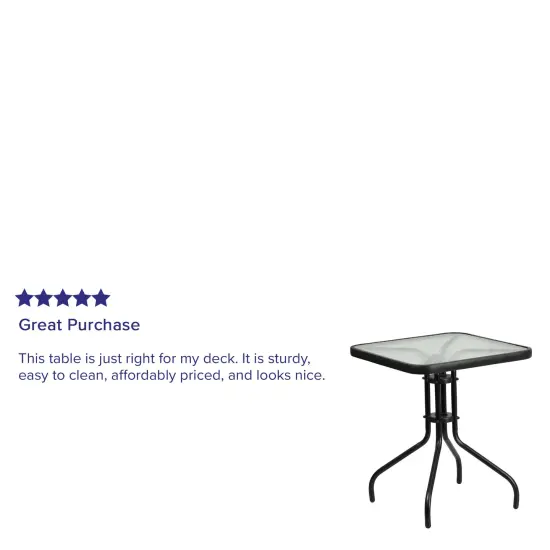 Emma and Oliver 23.5" Square Tempered Glass Metal Table with Smooth Ripple Design Top Clear/Silver {9}