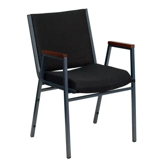 Emma and Oliver Heavy Duty Reception/Guest Stack Chair with Arms BlackPatternedFabric {1}