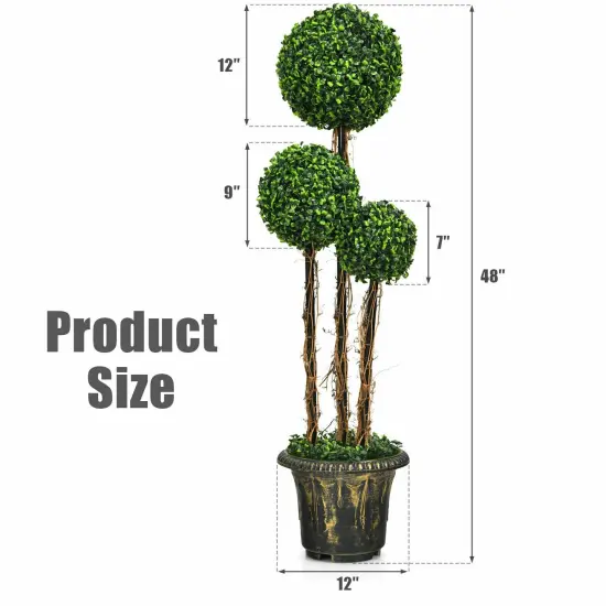 4 Feet Artificial UV Resistant Topiary Triple Ball Tree Plant {3}