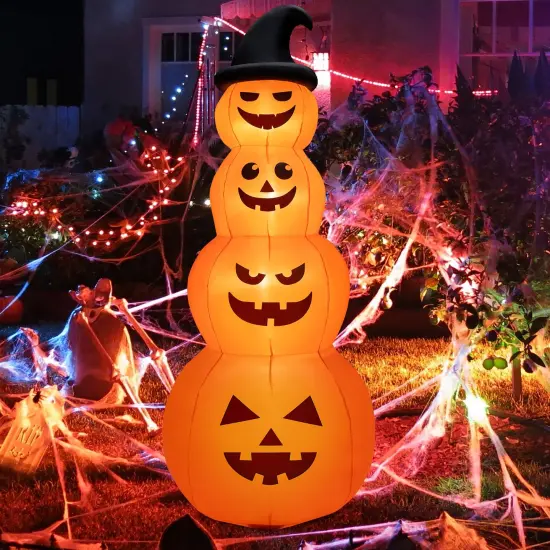 8 Feet Inflatable Halloween Pumpkins Stack with Built-in LED Lights {5}