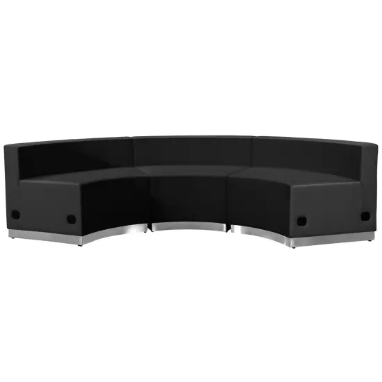Emma and Oliver Faux Leather Modular Reception Seating Configuration, 3 Pieces Black {2}