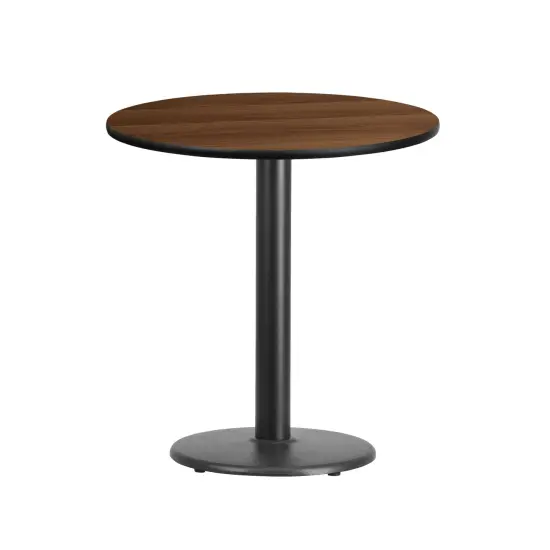 Emma and Oliver 24" Round Laminate Table Top with 18" Round Table Height Base Walnut {1}