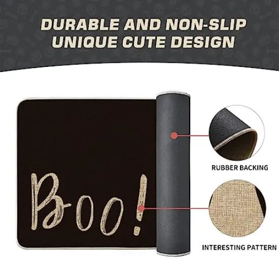 Artoid Mode Ghost Boo Decorative Doormat, Seasonal Fall Halloween Holiday Low-Profile Floor Mat Switch Mat for Indoor Outdoor 17 x 29 Inch {3}