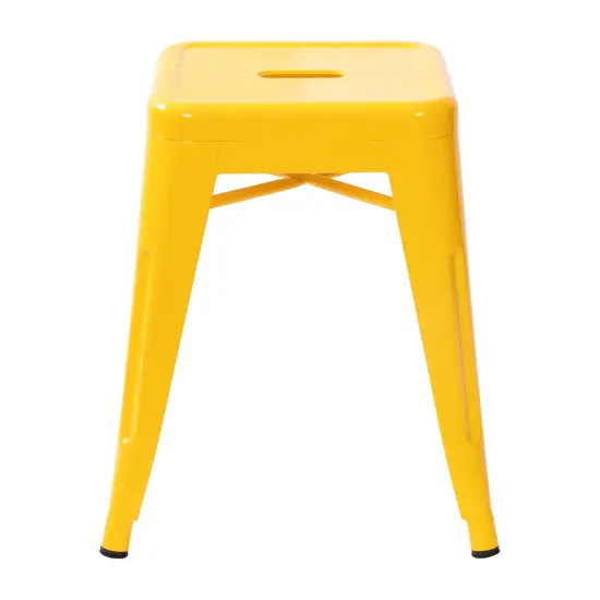 Emma and Oliver 18 Inch Table Height Indoor Stackable Metal Dining Stool-Set of 4 Yellow {3}