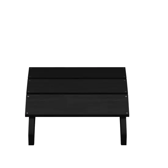 Merrick Lane Piedmont Modern All-Weather Poly Resin Wood Adirondack Ottoman Foot Rest Black {3}