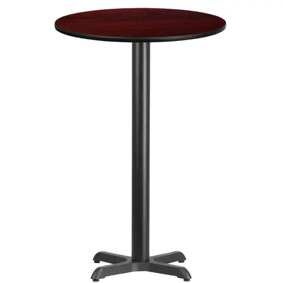 Emma and Oliver 24" Round Laminate Table Top with 22"x22" Bar Height Table Base Black {4}