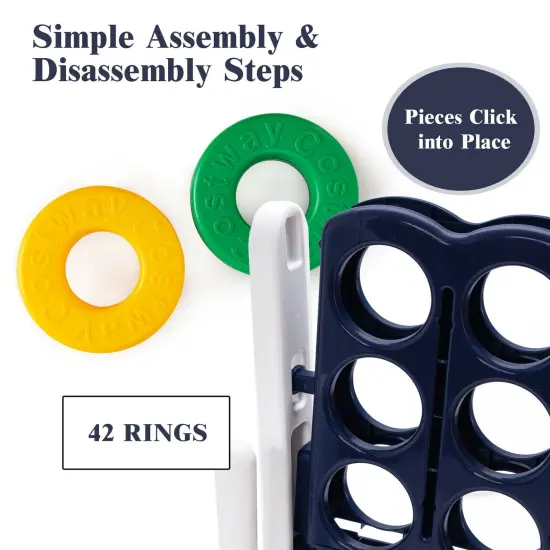 3.5 Feet Tall Jumbo 4 to Score Giant Game Set with 42 Jumbo Rings Dark Blue {5}