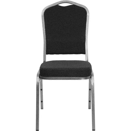 Emma and Oliver 4 Pack Crown Back Stacking Banquet Chair BlackDotFab/Silver {2}