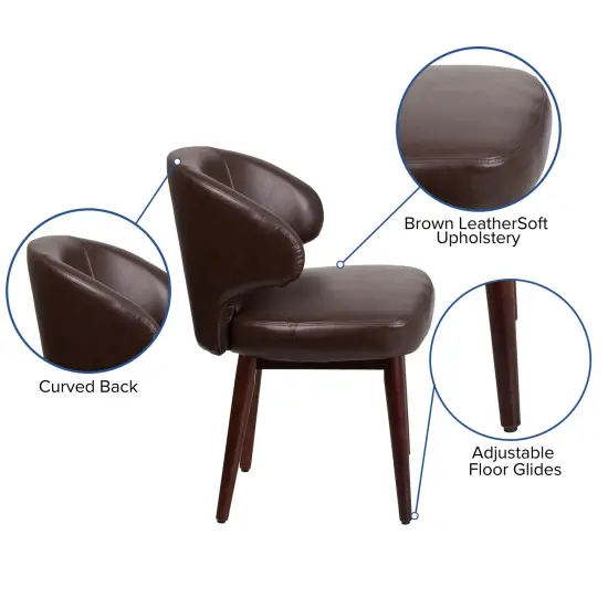 Merrick Lane Ambrose Upholstered Accent Chair with Walnut Legs Brown Faux Leather {2}