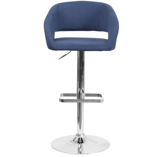Merrick Lane Rothko Modern Bar Stool Rounded Mid-Back Stool With Height Adjustable Swivel Seat BlackVinyl/GoldFrame {9}