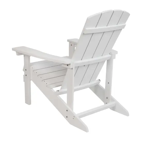 Merrick Lane Set of 4 Riviera All-Weather Poly Resin Wood Adirondack Chairs White {4}