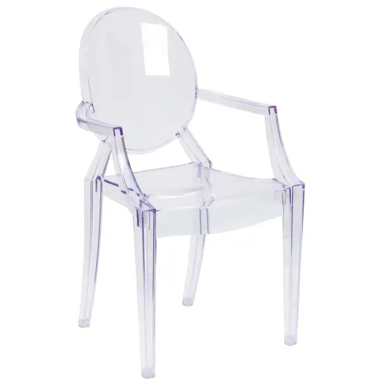 Emma and Oliver Oval Back Ghost Chair with Arms Clear {2}