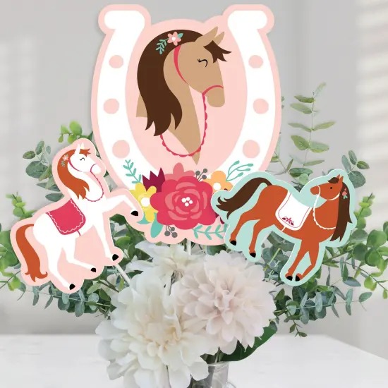Big Dot of Happiness Run Wild Horses - Pony Birthday Party Centerpiece Sticks - Table Toppers - Set of 15 {1}