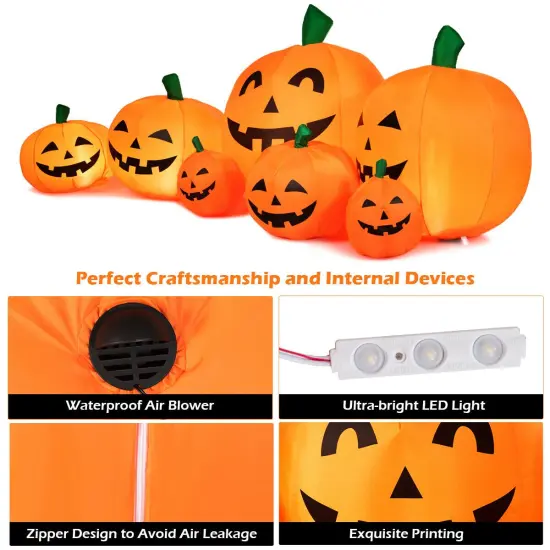 7.5 Feet Halloween Inflatable 7 Pumpkins Patch with LED Lights {5}
