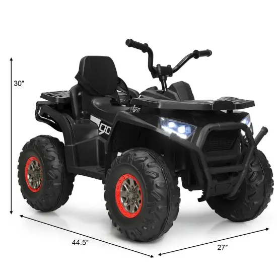 12 V Kids Electric Four Wheeler with 2 Powerful Drive Motors and Wear-Resistant Wheels Black {4}