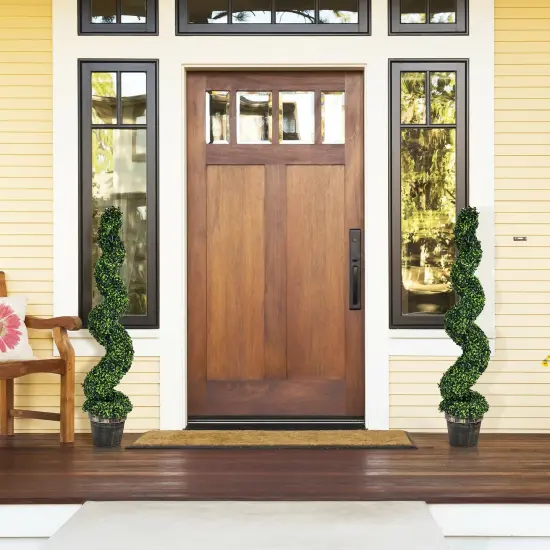 2 Pack 4 Feet Artificial Spiral Boxwood Topiary Indoor Outdoor Decor {2}
