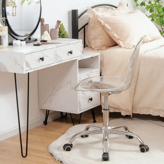Swivel Acrylic Armless Adjustable Height Office Chair {5}