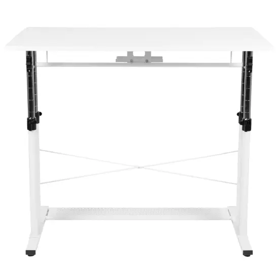 Emma and Oliver Height Adjustable (27.25-35.75"H) Sit to Stand Home Office Desk Black {8}