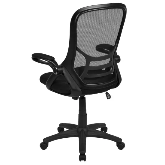 Emma and Oliver High Back Mesh Ergonomic Office Chair with Flip-up Arms Black {4}