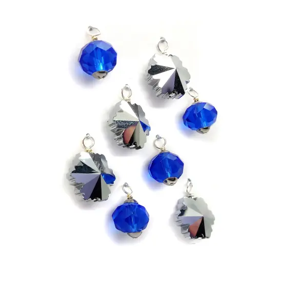 Miniature Ornaments, 8 pieces, Silver Snowflakes & Blue Baubles, Adorabilities {1}